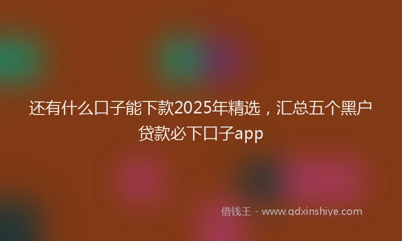 还有什么口子能下款2025年精选，汇总五个黑户贷款必下口子app