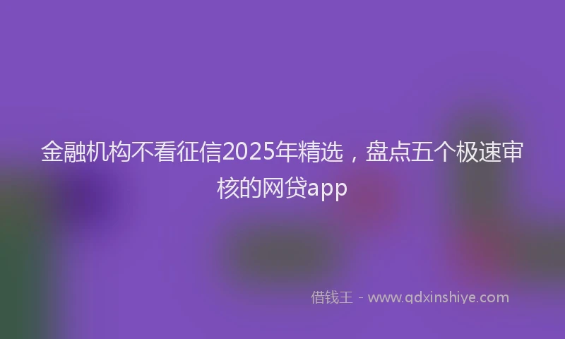 金融机构不看征信2025年精选，盘点五个极速审核的网贷app