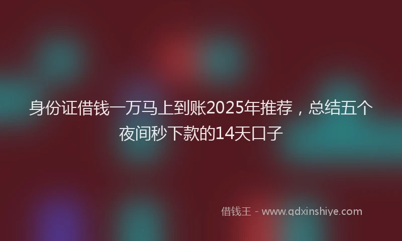 身份证借钱一万马上到账2025年推荐，总结五个夜间秒下款的14天口子