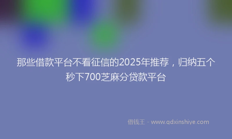 那些借款平台不看征信的2025年推荐，归纳五个秒下700芝麻分贷款平台