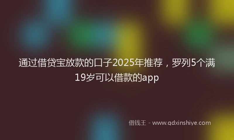通过借贷宝放款的口子2025年推荐，罗列5个满19岁可以借款的app