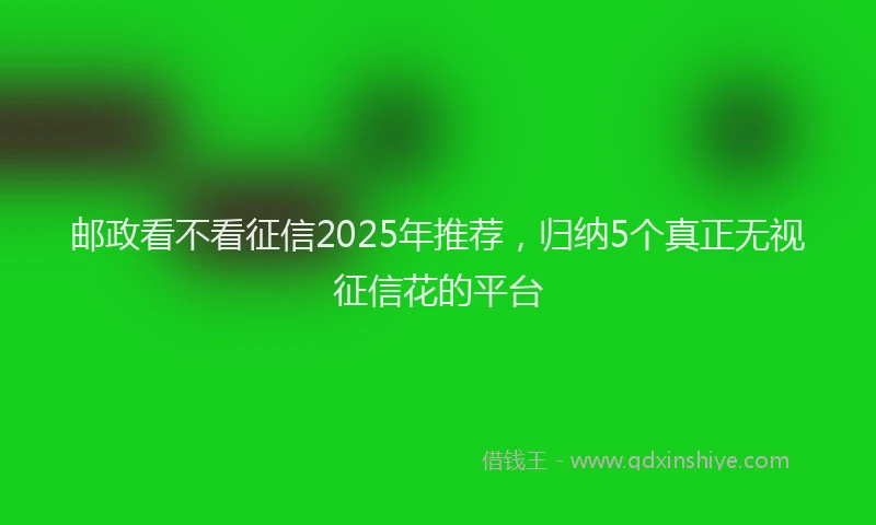邮政看不看征信2025年推荐，归纳5个真正无视征信花的平台