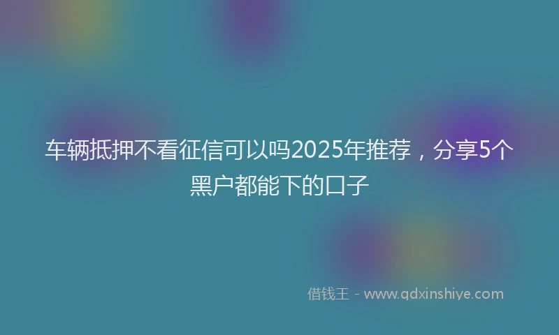 车辆抵押不看征信可以吗2025年推荐，分享5个黑户都能下的口子