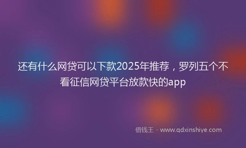 还有什么网贷可以下款2025年推荐，罗列五个不看征信网贷平台放款快的app