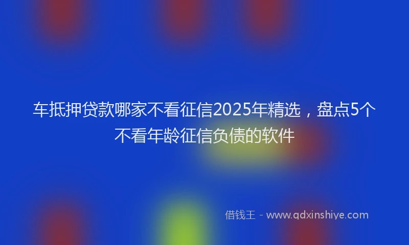 车抵押贷款哪家不看征信2025年精选，盘点5个不看年龄征信负债的软件
