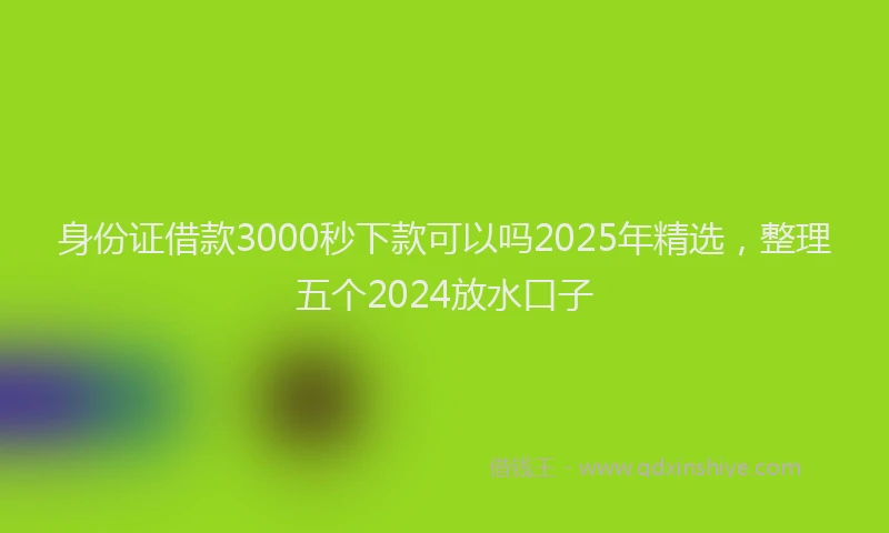 身份证借款3000秒下款可以吗2025年精选，整理五个2024放水口子
