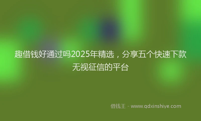趣借钱好通过吗2025年精选，分享五个快速下款无视征信的平台