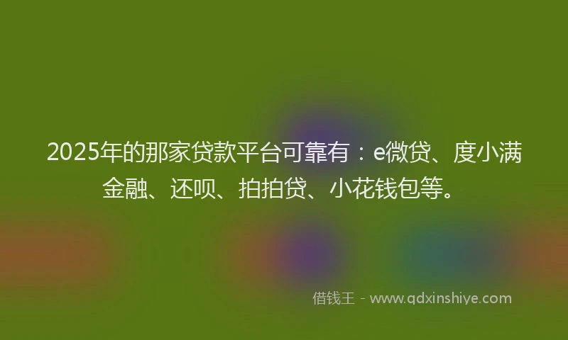 2025年的那家贷款平台可靠有:e微贷、度小满金融、还呗、拍拍贷、小花钱包等。