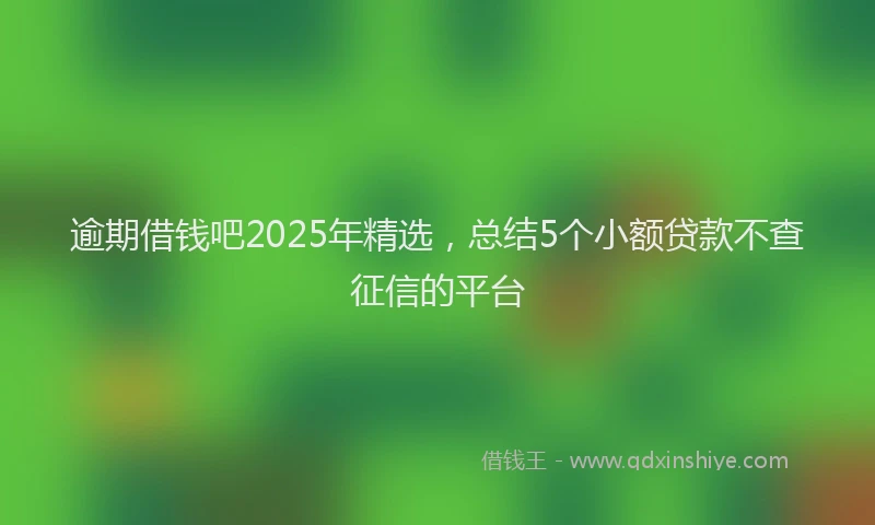 逾期借钱吧2025年精选，总结5个小额贷款不查征信的平台