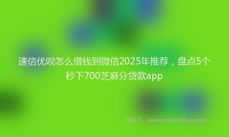 速信优呗怎么借钱到微信2025年推荐，盘点5个秒下700芝麻分贷款app