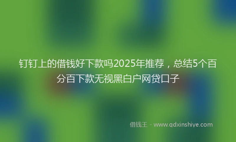 钉钉上的借钱好下款吗2025年推荐，总结5个百分百下款无视黑白户网贷口子