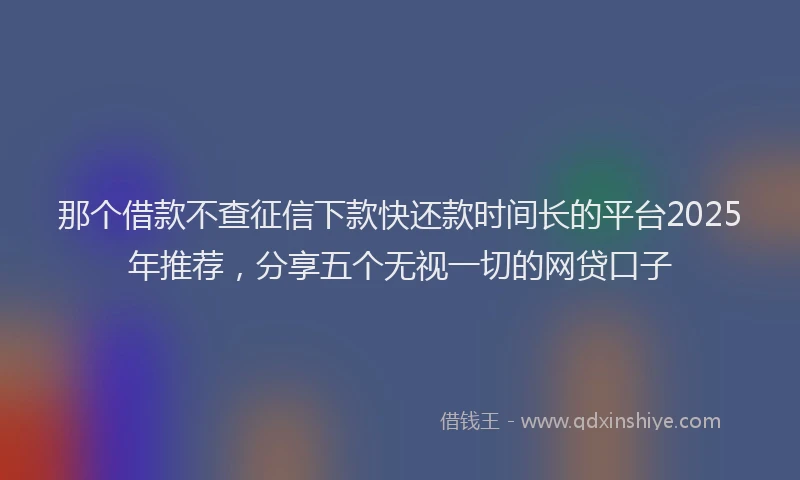 那个借款不查征信下款快还款时间长的平台2025年推荐，分享五个无视一切的网贷口子