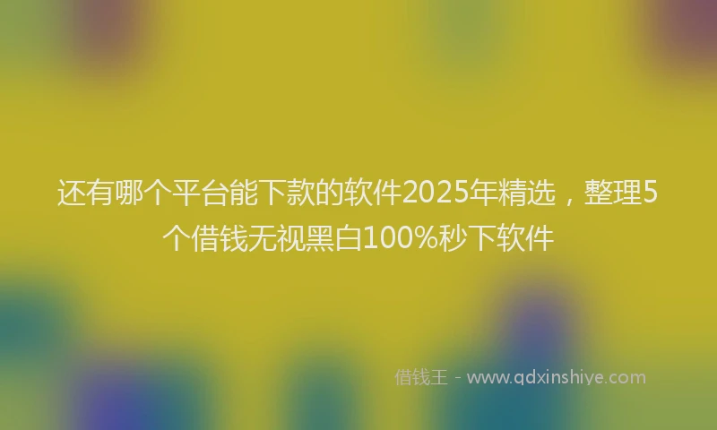 还有哪个平台能下款的软件2025年精选，整理5个借钱无视黑白100%秒下软件