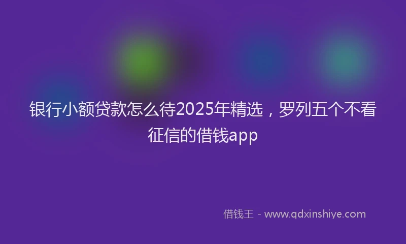 银行小额贷款怎么待2025年精选，罗列五个不看征信的借钱app