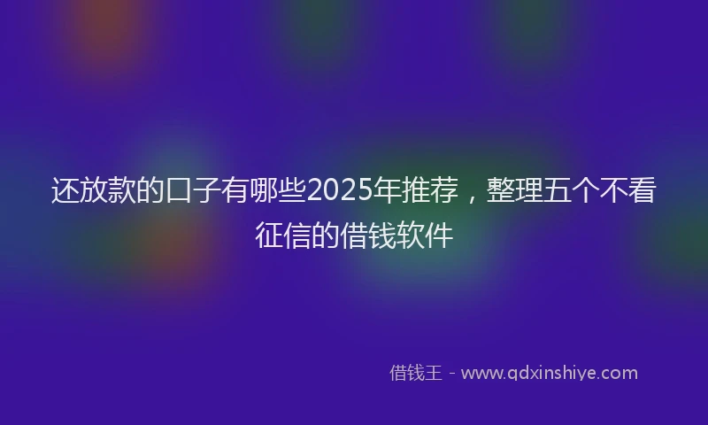 还放款的口子有哪些2025年推荐，整理五个不看征信的借钱软件