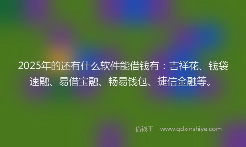 2025年的还有什么软件能借钱有：吉祥花、钱袋速融、易借宝融、畅易钱包、捷信金融等。