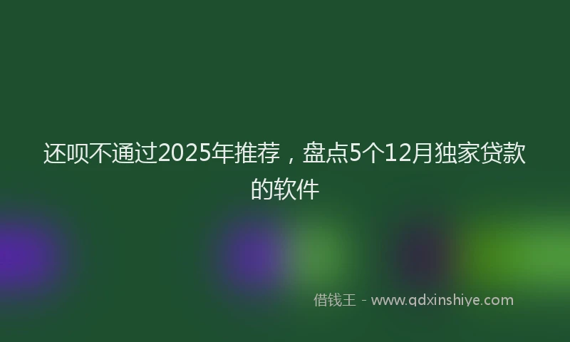 还呗不通过2025年推荐，盘点5个12月独家贷款的软件