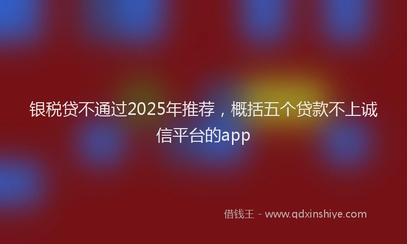 银税贷不通过2025年推荐，概括五个贷款不上诚信平台的app
