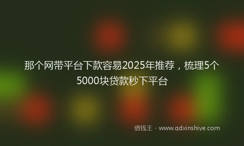 那个网带平台下款容易2025年推荐，梳理5个5000块贷款秒下平台