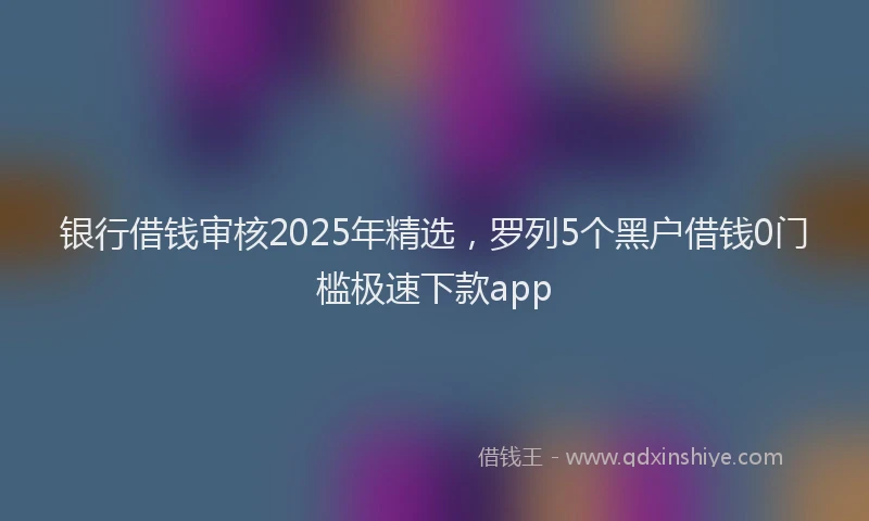 银行借钱审核2025年精选，罗列5个黑户借钱0门槛极速下款app