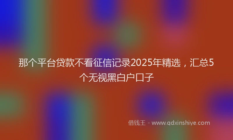 那个平台贷款不看征信记录2025年精选，汇总5个无视黑白户口子