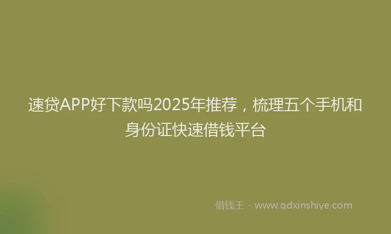 速贷APP好下款吗2025年推荐，梳理五个手机和身份证快速借钱平台