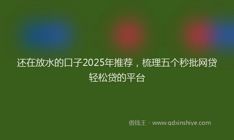 还在放水的口子2025年推荐，梳理五个秒批网贷轻松贷的平台