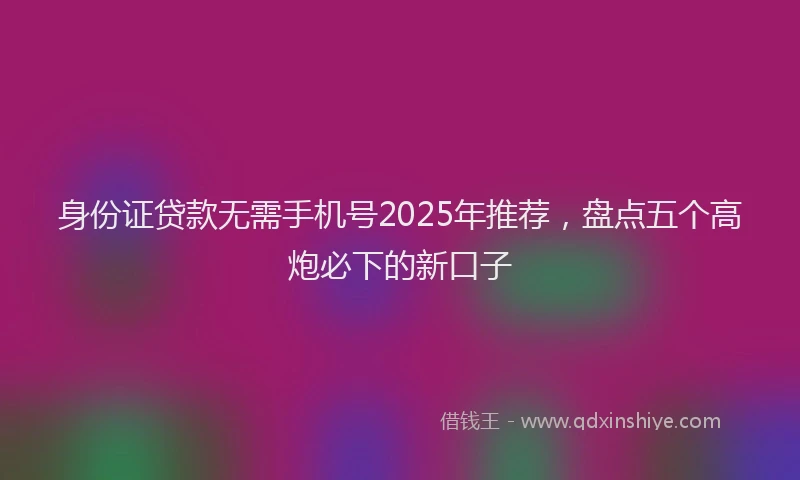 身份证贷款无需手机号2025年推荐，盘点五个高炮必下的新口子