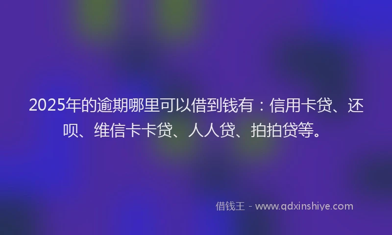 2025年的逾期哪里可以借到钱有：信用卡贷、还呗、维信卡卡贷、人人贷、拍拍贷等。