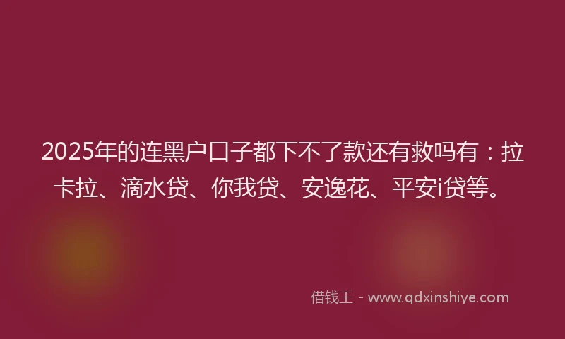 2025年的连黑户口子都下不了款还有救吗有：拉卡拉、滴水贷、你我贷、安逸花、平安i贷等。