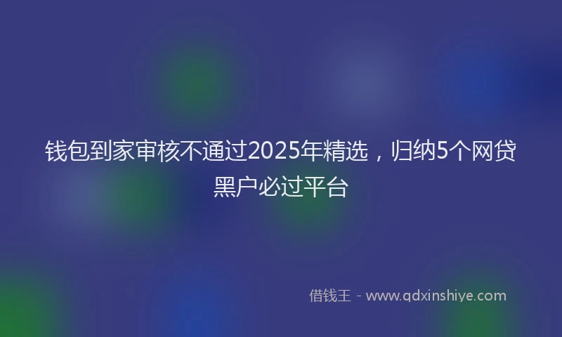 钱包到家审核不通过2025年精选，归纳5个网贷黑户必过平台
