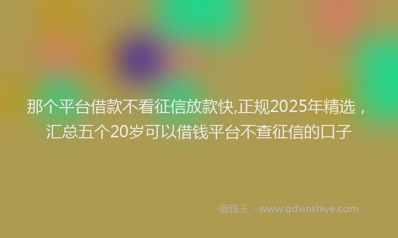 那个平台借款不看征信放款快,正规2025年精选，汇总五个20岁可以借钱平台不查征信的口子