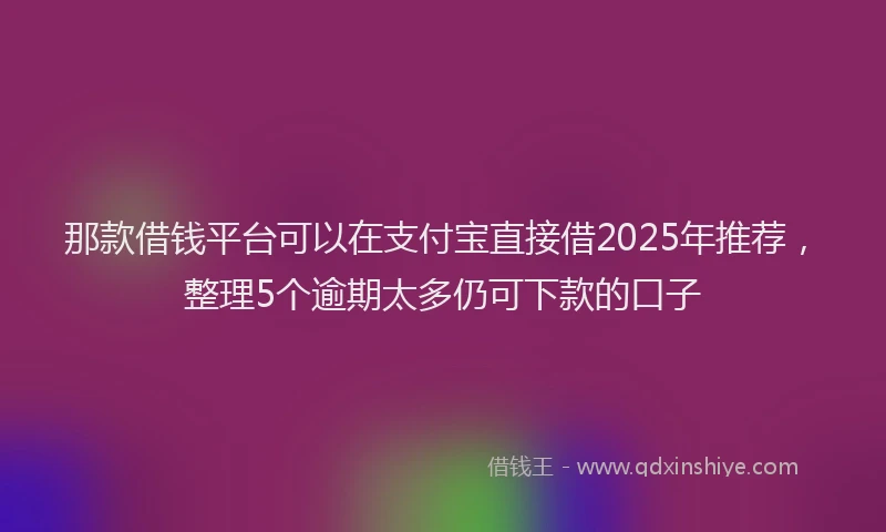 那款借钱平台可以在支付宝直接借2025年推荐，整理5个逾期太多仍可下款的口子