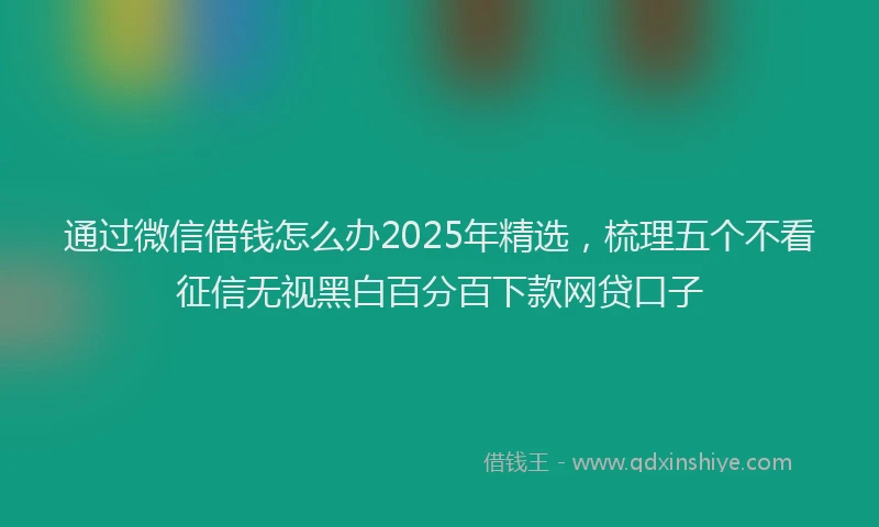 通过微信借钱怎么办2025年精选，梳理五个不看征信无视黑白百分百下款网贷口子