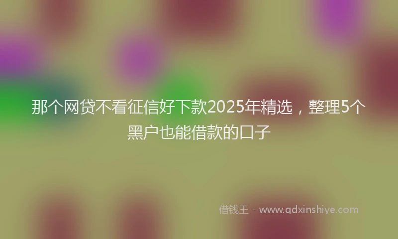 那个网贷不看征信好下款2025年精选，整理5个黑户也能借款的口子
