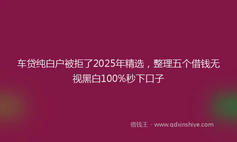 车贷纯白户被拒了2025年精选，整理五个借钱无视黑白100%秒下口子