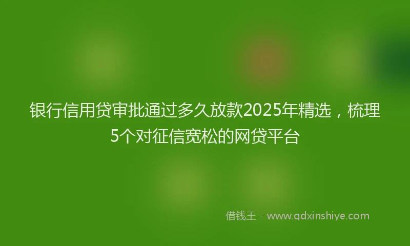 银行信用贷审批通过多久放款2025年精选，梳理5个对征信宽松的网贷平台