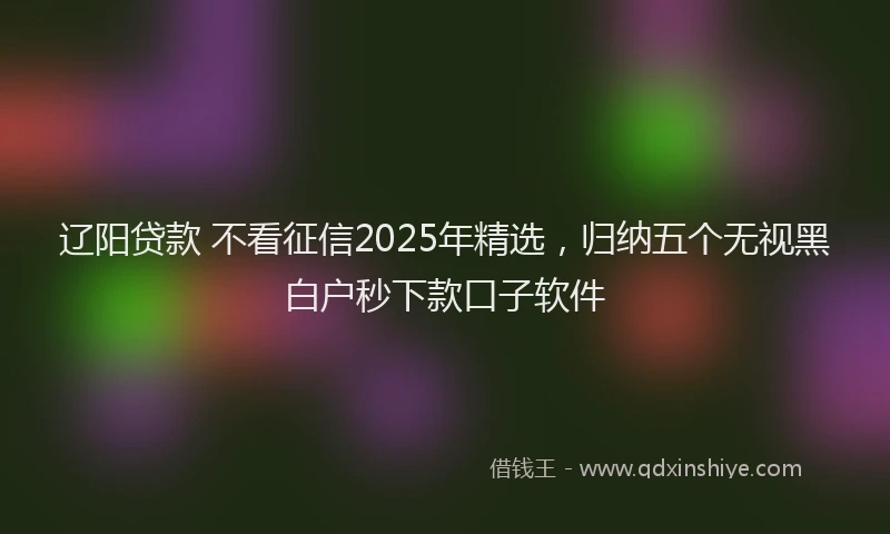 辽阳贷款 不看征信2025年精选，归纳五个无视黑白户秒下款口子软件
