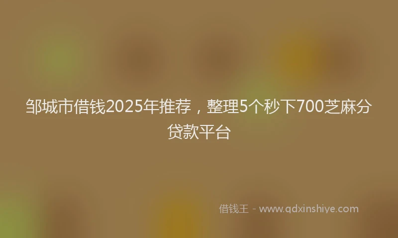邹城市借钱2025年推荐，整理5个秒下700芝麻分贷款平台