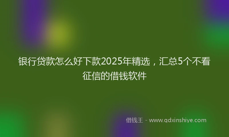 银行贷款怎么好下款2025年精选，汇总5个不看征信的借钱软件