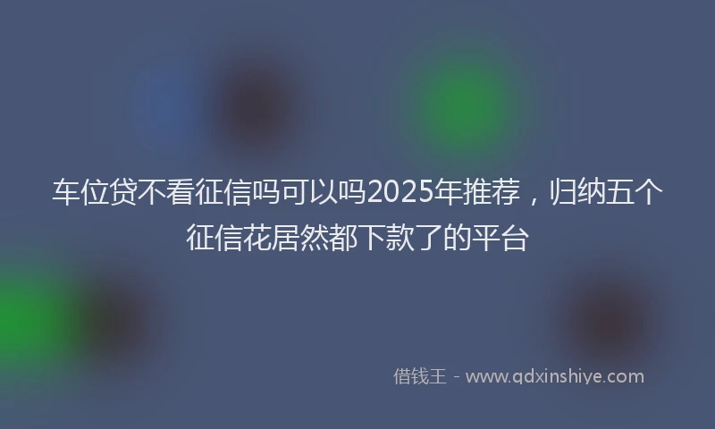 车位贷不看征信吗可以吗2025年推荐，归纳五个征信花居然都下款了的平台