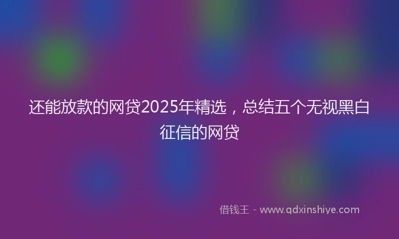 还能放款的网贷2025年精选，总结五个无视黑白征信的网贷