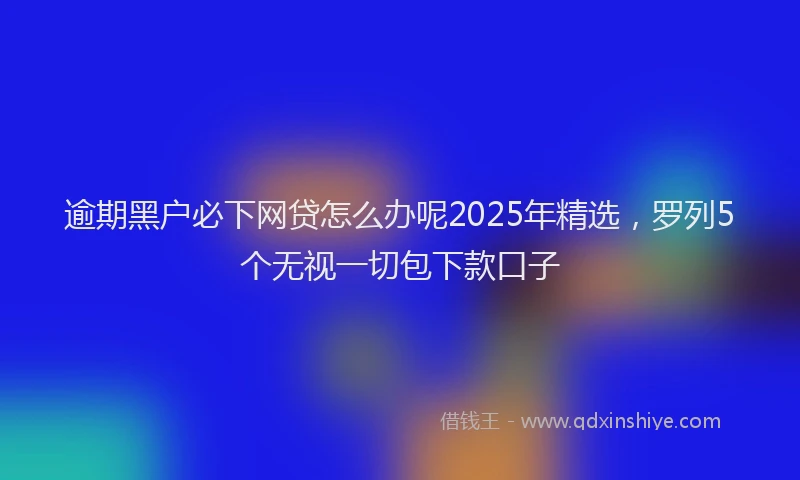 逾期黑户必下网贷怎么办呢2025年精选，罗列5个无视一切包下款口子