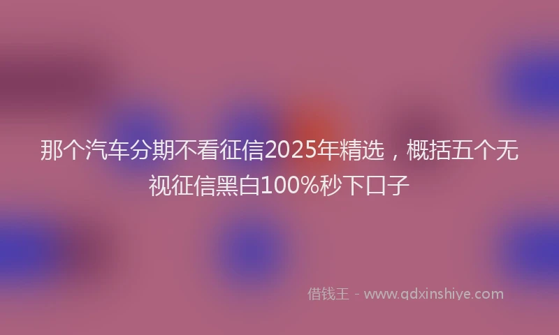 那个汽车分期不看征信2025年精选，概括五个无视征信黑白100%秒下口子