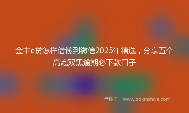 金丰e贷怎样借钱到微信2025年精选，分享五个高炮双黑逾期必下款口子