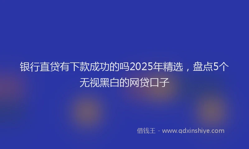 银行直贷有下款成功的吗2025年精选，盘点5个无视黑白的网贷口子
