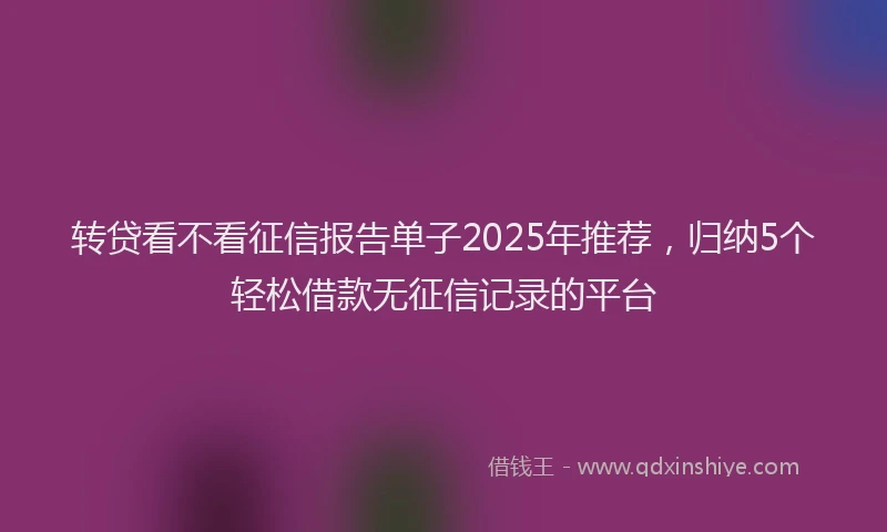 转贷看不看征信报告单子2025年推荐，归纳5个轻松借款无征信记录的平台