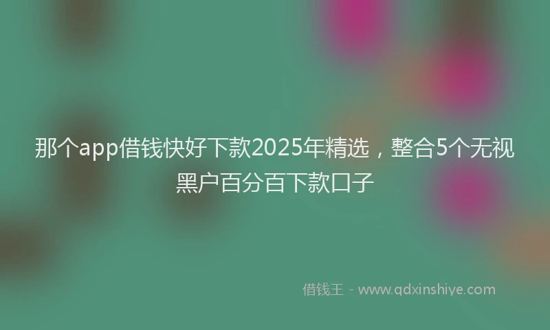 那个app借钱快好下款2025年精选，整合5个无视黑户百分百下款口子