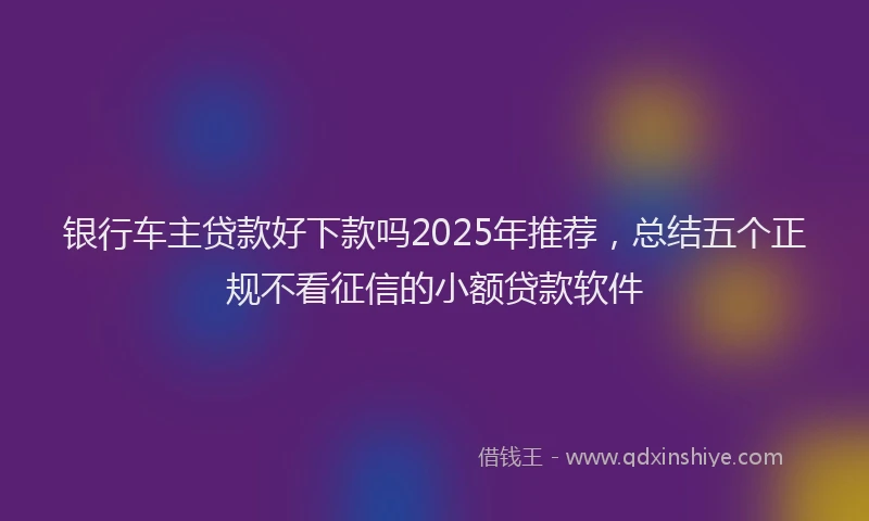 银行车主贷款好下款吗2025年推荐，总结五个正规不看征信的小额贷款软件
