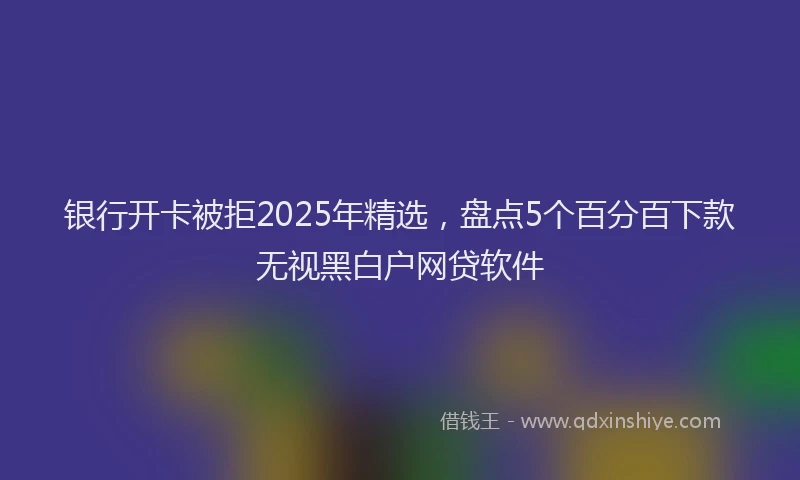 银行开卡被拒2025年精选，盘点5个百分百下款无视黑白户网贷软件